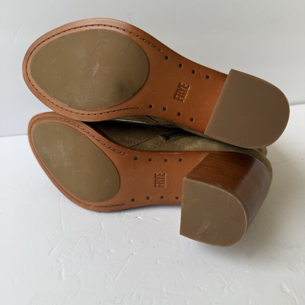 Frye Danica Women's Size 9M Peep Toe Ankle Booties Sand Suede Block Heel Shoes - Picture 7 of 8